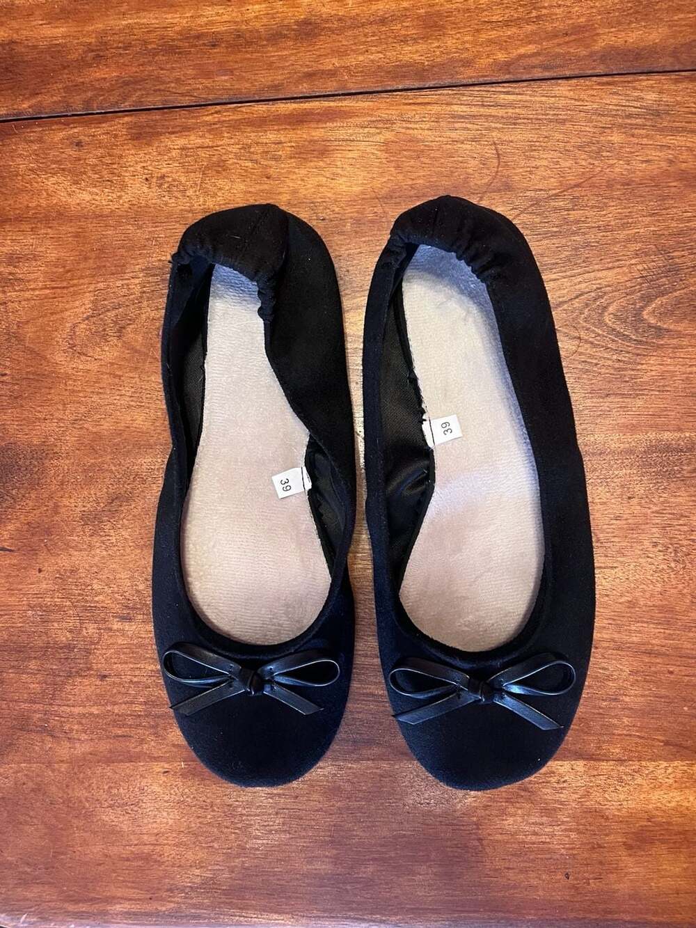 Unbranded Black Ballet Flats Size 39 Bow Slip-On Travel Shoes